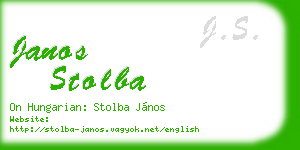 janos stolba business card